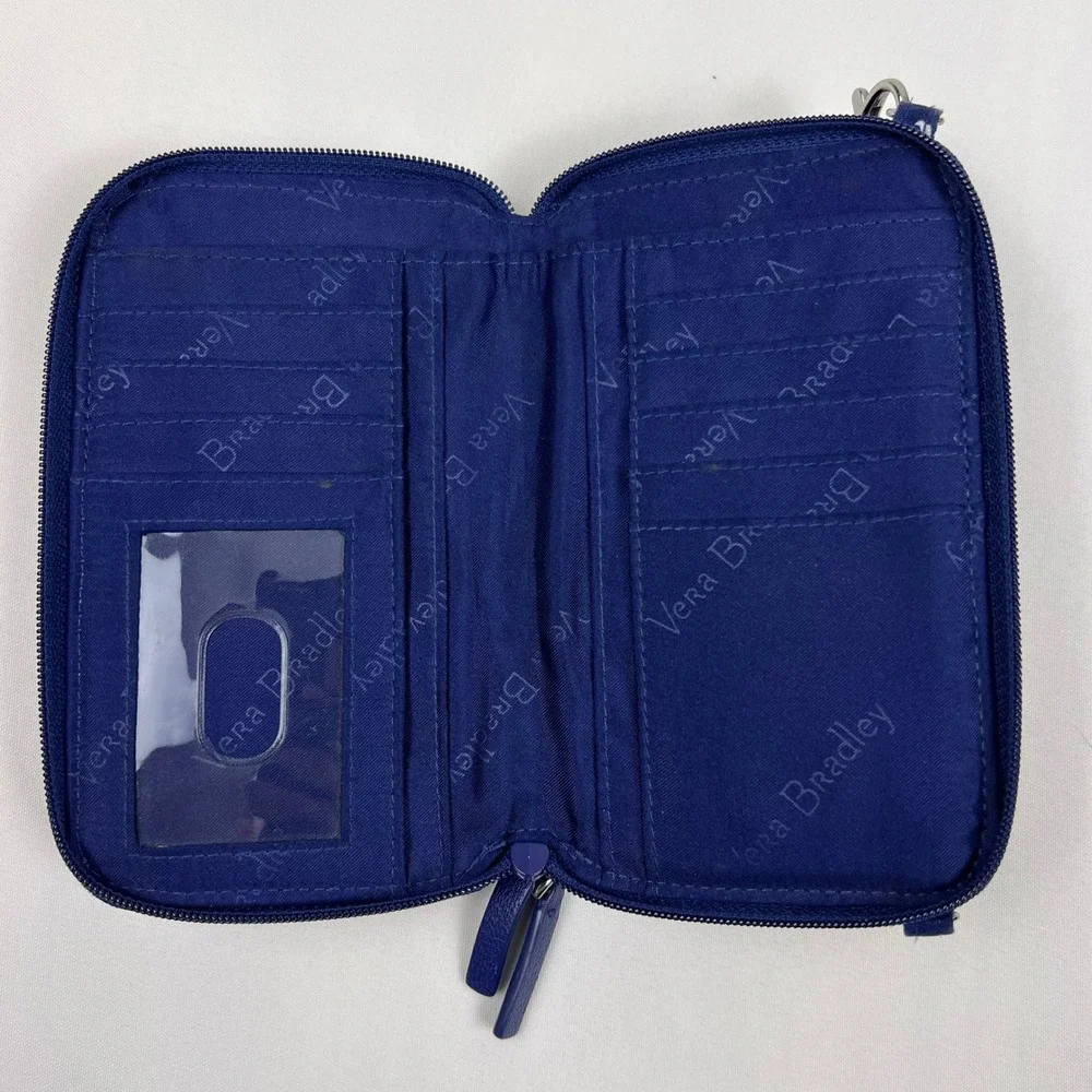 Vera Bradley All In One Crossbody Wallet OS Navy Sea Turtle Quilted Excellent